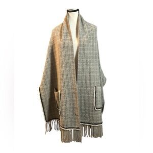 Chic Tan and Black Women's Wrap with Dolman Sleeves